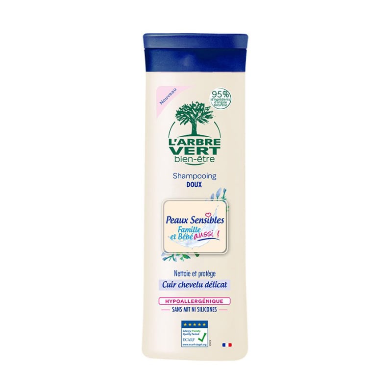 Гіпоалергенний шампунь для волосся L'Arbre Vert Sensitive Shampoo Для всієї родини, з екстрактом мигдалю, 250 мл